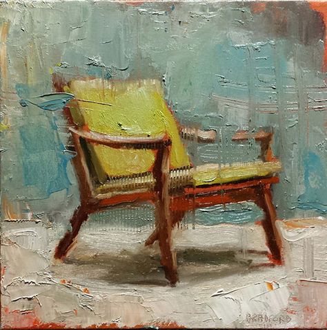 Tela, Chair Painting Art, Chair Painting Ideas, Abstract Chair, Chair Painting, Chair Art, Chair Drawing, Interior Paintings, Yellow Chair