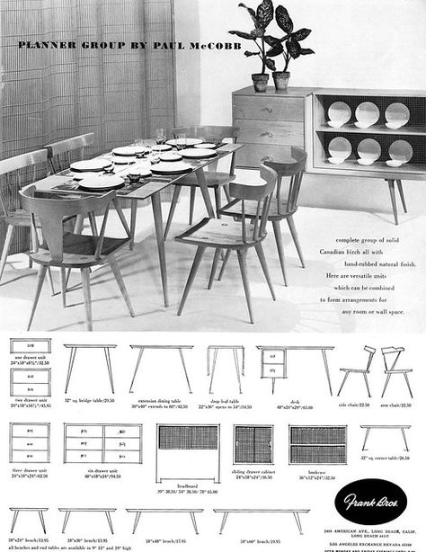 Mid Century Living Room Decor, Furniture Ads, Modern Vintage Furniture, Paul Mccobb, Mid Century Living, Mid Century Living Room, Mid Century Modern Interiors, Retro Interior, Dining Table Black