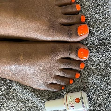 Matching Manicure And Pedicure Summer, Orange Toenails, Chrome Toes, Neon Pedicure, Orange Pedicure, Orange Toes, Toenails Pedicure, Orange Toe Nails, Summer Pedicure