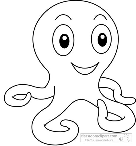 Bright Eyed Octopus Copyright Classroom Clipart Minions, Octopus Clipart Black And White, Octopus Outline, Octopus Clipart, Squid Tattoo, Outline Pictures, Black And White Outline, Classroom Songs, Face Stencils