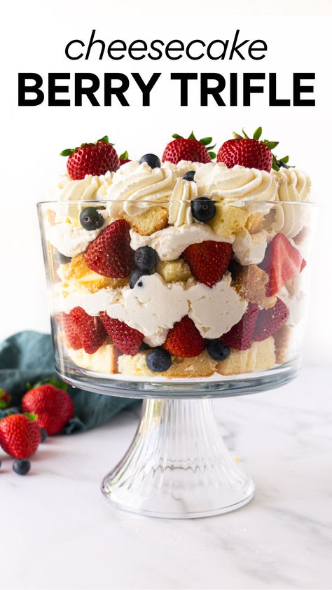 berry trifle recipe Berry Trifle Recipe, Triple Berry Pie, No Bake Cheesecake Filling, Fruit Trifle, Make Dessert, Berry Trifle, Trifle Dish, Trifle Desserts, Berry Cheesecake