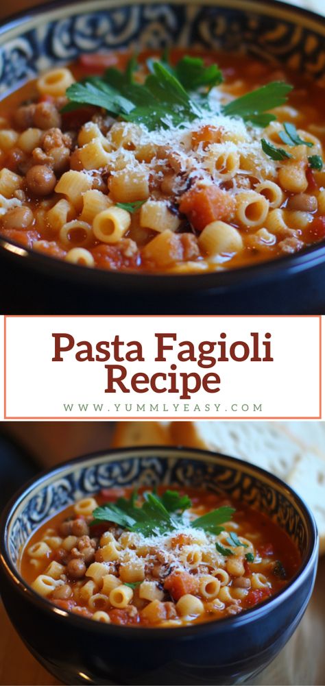 Pasta Fagioli With Ground Turkey, Pasta Fagoli Recipes, Italian Pasta Soup, Pasta Fazool Recipe Italian, Pasta Fagiole, Pasta Fagioli Soup Recipe, Bean Pasta Recipes, 1500 Calorie Meal Plan, Pasta Fagioli Recipe