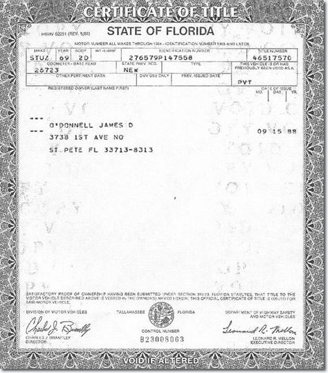 Stutz Blackhawk 1969 Pre-Production Prototype Blank Car Title Template, Car Title Template, Title Template, Florida Postcard, Money Template, Effect Template, Car Title, Bill Template, Advertisement Template