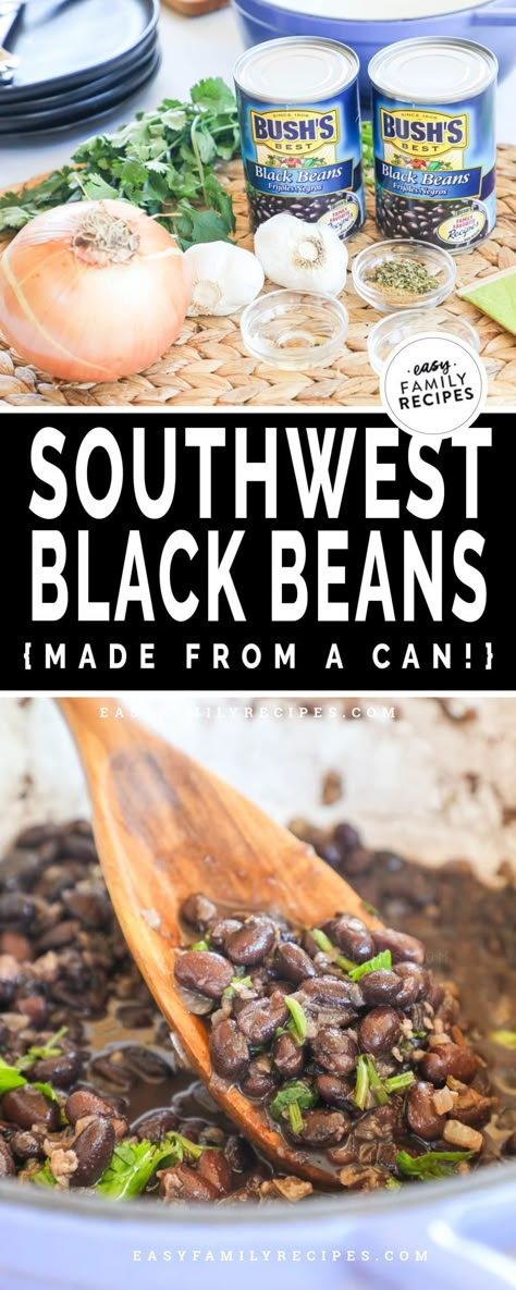 No boring black beans here! This black bean recipe teaches you how to make canned black beans so good, you will wish you doubled the recipe! Seasoned with just a few simple herbs and spices, these canned black beans transform into a delicious Mexican black beans recipe in minutes! Serve these black beans with fajitas, tacos, and enchiladas or use them as filler for burritos, salads, even black bean burgers! Black Bean Recipe, Beans Recipe Healthy, Recipe For Steak, Black Beans Recipe, Mexican Black Beans, Beans In Crockpot, Best Side Dish, Healthy Beans, Bean Recipe