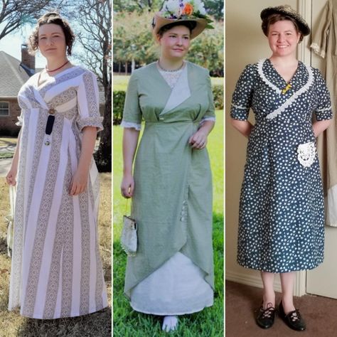 One Pattern, 120 Years: Adapting Butterick 6093 for Regency, Teens, and 1930s – The Pragmatic Costumer Patterns Skirt, 1950s Patterns, Regency Dress, Butterick Pattern, Ha Ha, Dress Out, House Dress, Retro Pattern, Types Of Dresses