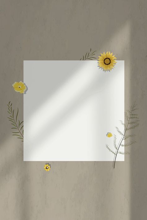 Cream wall shadow blank paper frame background with yellow flower decor | free image by rawpixel.com / PLOYPLOY Wall Shadow, Sunflowers Background, Paper Background Design, Instagram Photo Frame, Free Illustration Images, Cream Walls, Powerpoint Background Design, Instagram Frame Template, Framed Wallpaper