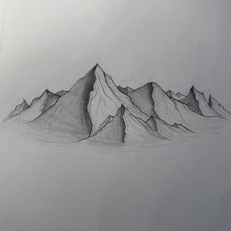 Mountain Ranges Drawing, Mountain Drawing Realistic, Pencil Sketch Background, Himalaya Drawing, Mountain Drawing Pencil, Mountain Shading, Mountain Scene Drawing, Mountain Drawing Sketches, Value Drawing Ideas