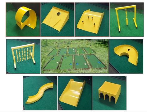 Mini Golf Course School Project, Indoor Golf Diy, Make Your Own Mini Golf Course, Mini Putt Diy, Mini Golf Course Diy Obstacles, Diy Backyard Mini Golf Course, Build Your Own Mini Golf Course, At Home Mini Golf Course, Diy Mini Golf Hole