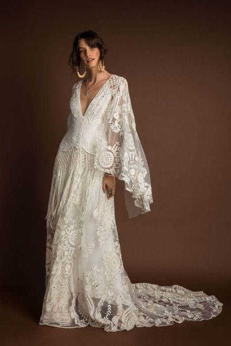 Rue De Seine Medina Gown  | Junebug Weddings Western Wedding Dresses, Back Wedding Dress, Mode Boho, Bohemian Wedding Dress, Bohemian Wedding Dresses, Wedding Dresses Romantic, Boho Bride, Bohemian Wedding, Boho Wedding Dress