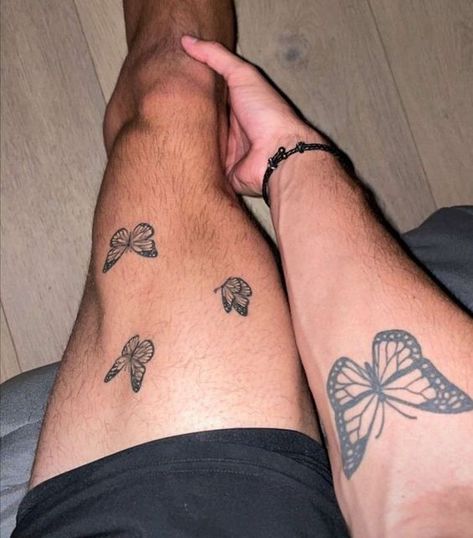 17 Ideas Butterfly Tattoo Thigh Ideas for Men: Timeless Ink Inspiration Tattoo Thigh Ideas, Butterfly Tattoo Thigh, Murakami Pillow, Simple Leg Tattoos, Boy Aesthetics, Butterfly Thigh Tattoo, Mens Butterfly Tattoo, Thigh Tattoo Men, Private Tattoos