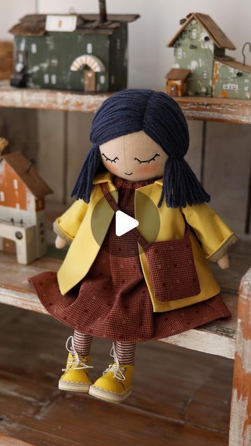 Handmade dolls • Doll sewing patterns & tutorials on Instagram: "I’ve just finished this Coraline inspired doll and I love her so much 💛 She’s available for adoption on my website. Hope she’ll find new home and will be loved there #coraline #handmadedoll #halloweendoll" Homemade Dolls, Halloween Doll, Doll Sewing Patterns, Coraline, Doll Making, Fabric Dolls, Dolls Handmade, Sewing Patterns, Dolls