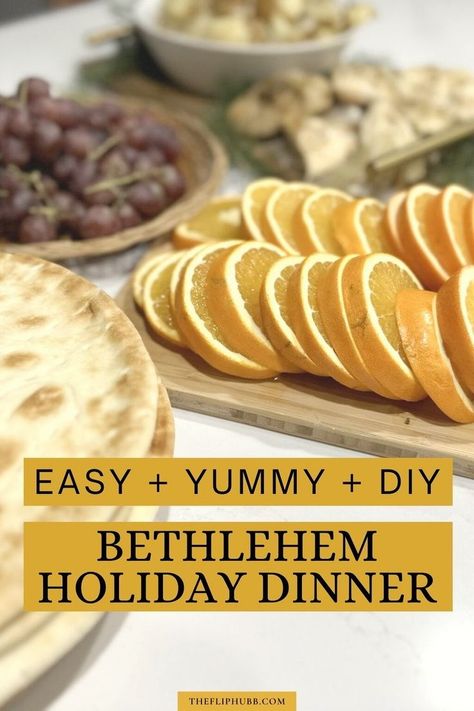 Want a unique and easy holiday Christmas recipe the whole family will love? Check out our top Bethlehem dinner recipes and ideas - perfect for holiday entertaining or as a fav family dinner idea. Check out what I put on our Bethlehem Christmas dinner menu. Serve this on Christmas eve or even as the main course on Christmas. Holiday eating made so easy! This Christmas themed dinner will be a hit with the kids! Easy Bethlehem dinner menu ideas for Christmas. Christmas Food Dinner Family Traditions, Relief Society Christmas Dinner, Christmas Themed Dinner, Bethlehem Dinner, Christmas Eve Meal, Traditional Christmas Dinner, Dinner Menu Ideas, Bethlehem Christmas, Recipes Holiday