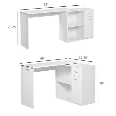 Portable Furniture, Table Pc, Desk Dimensions, Corner Computer Desk, Cabinet Dimensions, Large Shelves, L Shaped Desk, Home Office Setup, Study Table