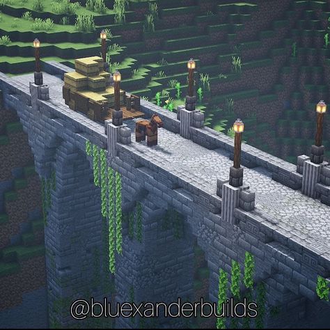 Large Minecraft Bridge Design, Bridge Over Water Minecraft, Minecraft Diagnol Bridge, Cool Minecraft Bridge, Minecraft Viaduct, Minecraft Stone Bridge Ideas, Minecraft Spruce Bridge Ideas, Minecraft Deep Slate Bridge, Midevil Minecraft Bridge