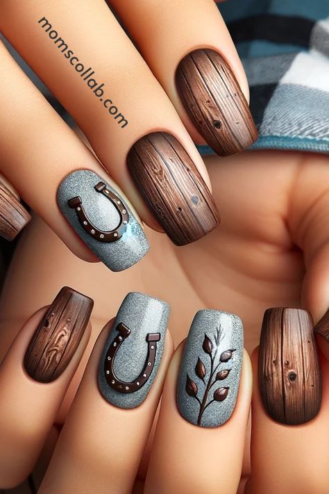 We've rounded up 10 breathtaking Western style nail design ideas that promise to transform your nails into a canvas of frontier dreams. Horse Gel Nails, Horse Themed Nails, Leather Nails Design, Western Fingernails, Horse Nail Ideas, Wrestling Nails Designs, Country Nails Ideas, Arizona Nail Ideas, Dream Catcher Nails Design