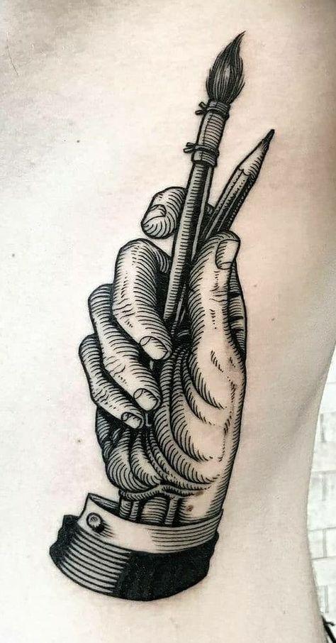 Printmaking Tattoo, Crosshatching Tattoo, Book Traditional Tattoo, Engraving Tattoo Linework, Woodcut Tattoo Design, Forge Tattoo, Engraving Style Tattoo, Wood Cut Tattoo, Woodblock Tattoo