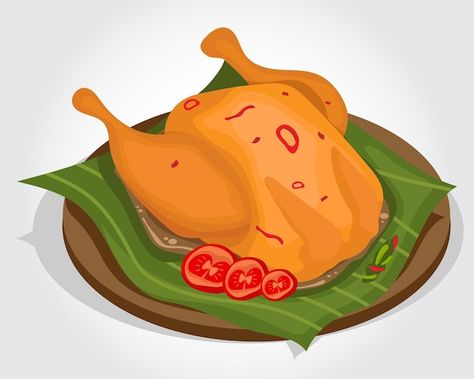 Ayam Betutu, Food Asian, Ayam Bakar, Chicken Food, Grilled Chicken Recipes, Breakfast Food, Banana Leaf, Grilling Recipes, Vector Background