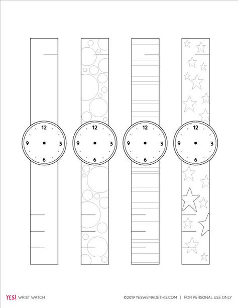 Teach your kids about time with this awesome paper craft. Free printable template to make a wrist watch! #yeswemadethis #papercraftsforkids #learningactivities #kidsactivities #coloringpagesforkids Watch Paper Craft, Watch Craft For Kids, Watch Template, Watch Craft, Craft Watch, Time Craft, Paper Watch, Free Kids Coloring Pages, Watch Diy