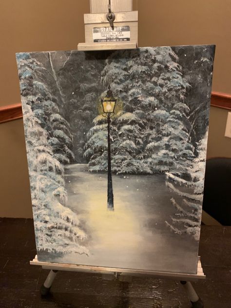 Trending Acrylic Painting Ideas, Narnia Painting Ideas, Fantasy Acrylic Painting Ideas, Harry Potter Christmas Painting, Winter Wonderland Painting Ideas, Winter Tree Painting Acrylic, Snowy Paintings Acrylic, Winter Painting Ideas Acrylic, Painting Ideas On Canvas Winter