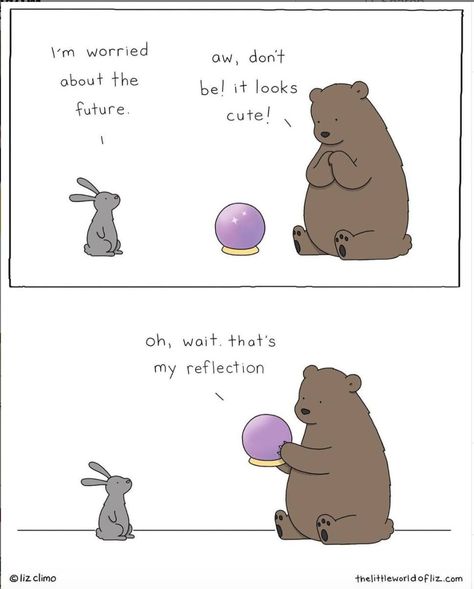 Rory The Dinosaur, Liz Climo Comics, Liz Climo, Animal Comics, Bear And Bunny, 4 Panel Life, Funny Animal Comics, Self Deprecating Humor, Cartoon Strip