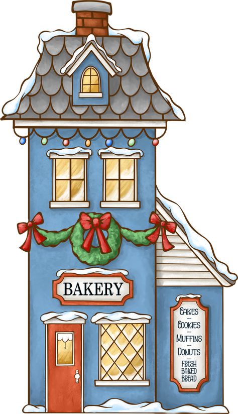 Gingerbread House Digital Art, Christmas House Drawing, Laurie Furnell, Village Drawing, Colour Drawing, Arte Aesthetic, Cardboard House, Christmas Town, House Illustration