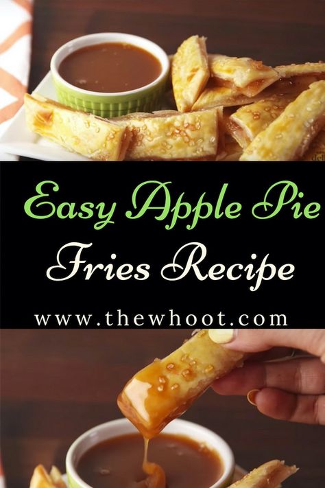 Fries Video, Apple Pie Fries, Pie Fries, Apple Hacks, Fried Apple Pies, Pie Brownies, Apple Pie Bites, Easy Apple Pie, Desserts Cake