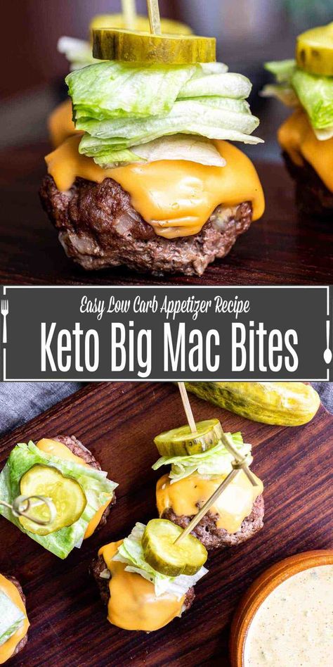 Keto Canapes, Big Mac Bites, Mac Bites, Low Carb Big Mac, Bunless Burgers, Keto Big Mac, Beef Spices, Super Bowl Party Food, Keto Meat