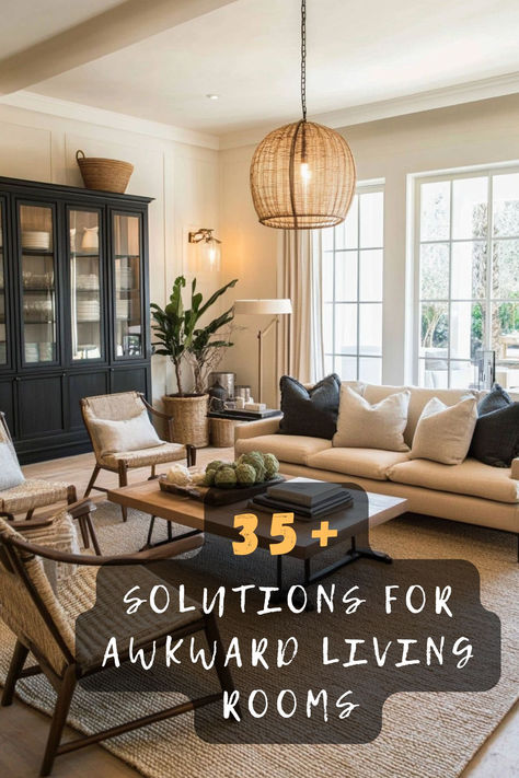 Tackle your awkward living room layout with 35 clever solutions. 🛋️ These ideas offer smart furniture arrangements, space-saving tips, and design tricks to make the most of any space. Curious about transforming your challenging layout? Click to explore all the clever solutions! #AwkwardLayout #LivingRoomSolutions #SmartArrangements #SpaceSaving #DesignTricks #HomeInspiration #RoomTransformation Townhouse Furniture Layout, Living Room And Family Room Combo Layout, Living Room Walk Through Layout, Living Room Sitting Room Combo Layout, Living Room Layout With Two Couches, Sliding Door Living Room Layout, Family Room Seating Ideas Layout, Double Sitting Area Living Room, Off Centered Living Room Layout