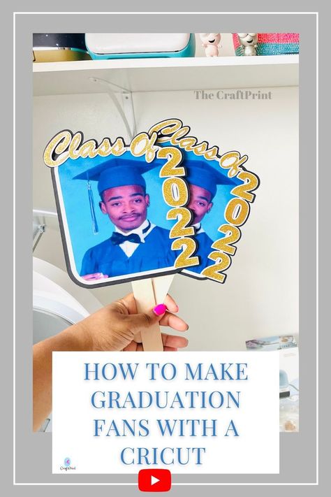 Graduation fan YouTube tutorial Graduation Fans, Diy Graduation, Using Cricut, Personalised Gifts Diy, Graduation Diy, Circuit Projects, Cricut Craft Room, Graduation Decorations, Cricut Design Space