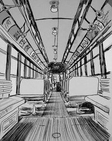 School Bus Drawing, Library Drawing, Bus Drawing, Train Drawing, Perspective Drawing Architecture, Perspective Drawing Lessons, Scene Drawing, Perspective Art, Background Drawing