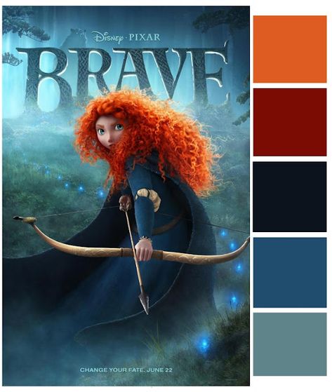 Poster Palette, Brave Movie, Movie Color Palette, Disney Inspiration, Inspiration Poster, Disney Princess Colors, Color Concept, Pantone Palette, Geek Wedding