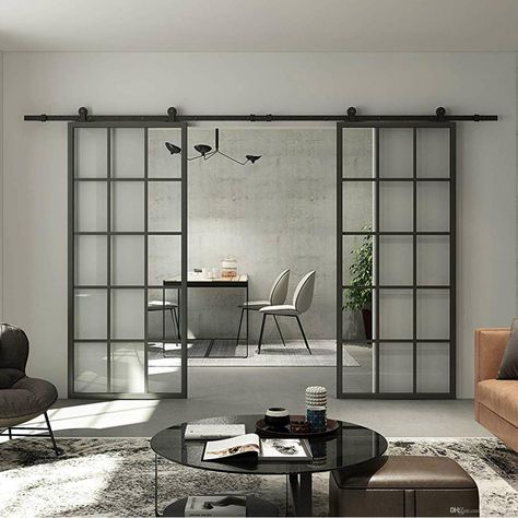 Black glass sliding door