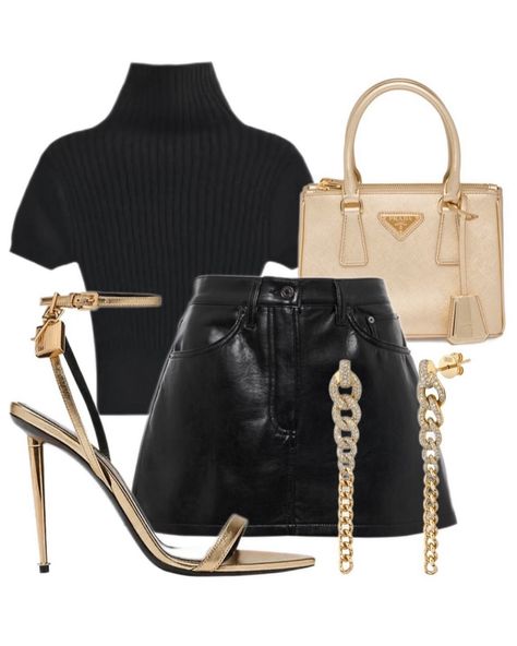 Black Outfits Date Night, Skirt Night Outfit, Black Date Night Outfit, Prada Galleria, Glam Outfit, All Black Outfit, Looks Chic, Cute Everyday Outfits, Fancy Outfits