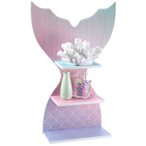 PRICES MAY VARY. Creative and Cute Mermaid Tail Shape: our bedroom shelves for walls kids adopt a mermaid tail shape, creative and cute, decorated with bright dreamy colors, fairy and eye catching, to add a touch of color and fun, easy to attract the attention of your girls Suitable Size to Display: this mermaid decor for bathroom is about 21.46 x 14.02 inches/ 54.5 x 35.6 cm, compact and lightweight, suitable and proper, you can use it to hold and store many items as you like, to give you a con Surfboard Room Decor, Nursery Floating Shelves, Mermaid Shelf, Surfboard Room, Princess Kids Room, Kids Bathroom Girls, Surf Room Decor, Wall Decor Shelf, Shelf Wall Decor