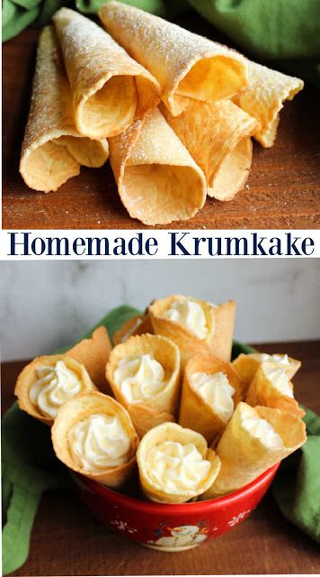 Scandinavian krumkake cookies are crunchy and delicious treats that are cooked on the stove instead of the oven. Fill them with whipped cream, fruit or frosting for an extra special dessert. Norwegian Krumkake Recipe, Krumkake Recipe, Scandinavian Desserts, Amazing Cookie Recipes, Lemon Cookies Recipes, Norwegian Food, Scandinavian Food, Special Desserts, Delicious Treats