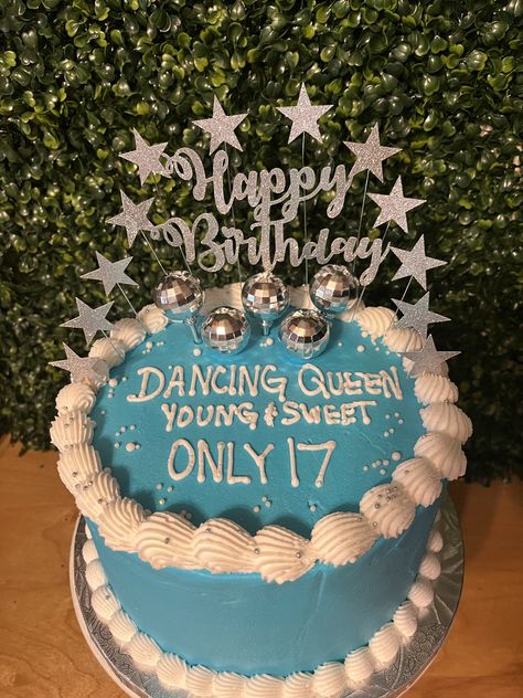 Cupcake 17 Birthday, Mamma Mia Themed Desserts, 17th Birthday Ideas Mamma Mia, Mamma Mia Cake 17, Mamma Mia Cake Ideas, 17 Dancing Queen Birthday, Mamma Mia Cake, Dancing Queen Cake, Birthday Cake Quotes