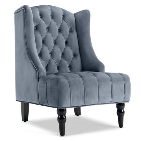 Free 2-day shipping. Buy Belleze Modern Wingback Tufted NailHead Accent Chair Tall Back Velvet Wing Chair, Gray at Walmart.com Velvet Wing Chair, Wingback Accent Chair, Comfortable Accent Chairs, Tufted Accent Chair, Velvet Living Room, Fabric Accent Chair, Velvet Accent Chair, Single Sofa Chair, High Back Chairs