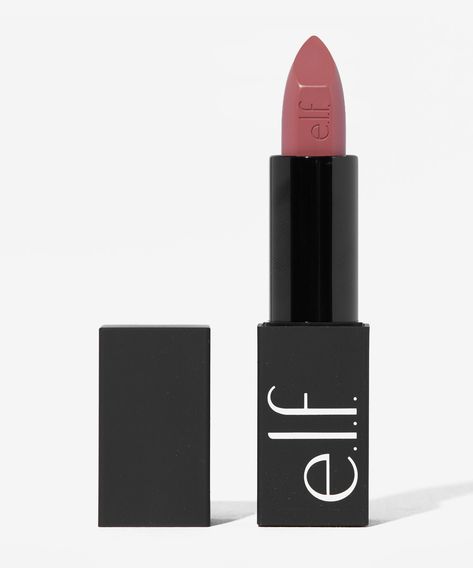 A moisturising satin lipstick.Cover your lips in luxuriously rich, creamy colour with the e.l.f. Cosmetics O Face Satin Lipstick. This long-lasting, satin finish lipstick is enriched with moisturising squalane and marula oil, leaving your lips feeling and looking supple and soft, with a coat of rich colour. Satin Lipstick, Elf Make Up, Elf Lipstick, Elf Products, Matte Lipstick Set, 90s Makeup, Marula Oil, Elf Cosmetics, Elf Makeup