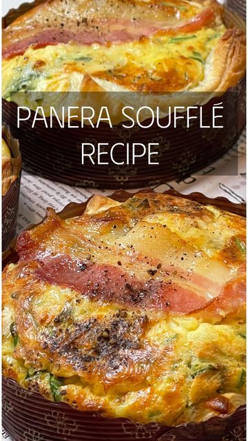 Panera Souffle Recipe Copycat Bacon Egg, Panera Souffle Recipe Copycat, Panera Souffle Recipe, Panera Breakfast Souffle Recipe, Egg Souffle Recipes, Panera Egg Souffle Recipe, Panera Souffle, Panera Breakfast, Breakfast Souffle