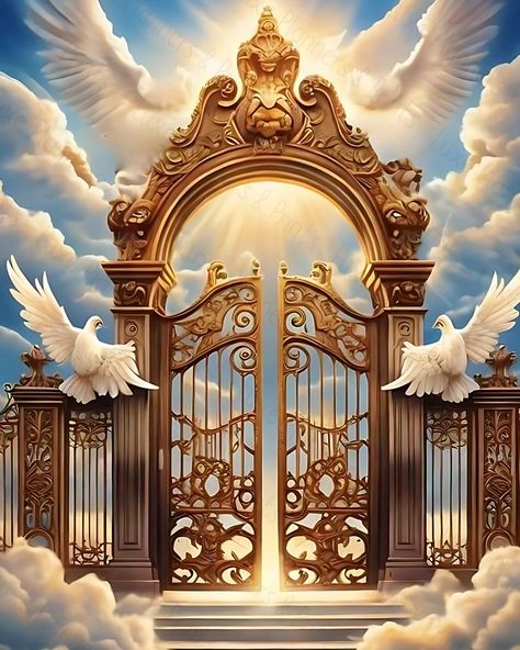 God Welcomes You To Heaven, What Does Heaven Look Like, Pearly Gates Of Heaven, Heaven Gates, Heaven Artwork, Heaven Background, Gate Of Heaven, Heaven Design, Open Heaven