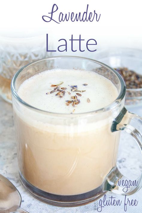 This Lavender Latte has a sweet floral note from lavender simple syrup. Made with coffee or espresso, it is simple and easy to make. (vegan) Lavender Simple Syrup, Lavender Latte, Vegan Drinks Recipes, Coffee Steam, Tea Latte Recipe, Culinary Lavender, Nut Milk Bag, Vegan Drinks, Lavender Tea