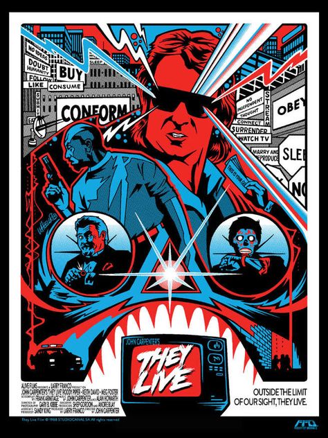 They Live by Jeremy Wheeler They Live Art, They Live Movie, Mondo Posters, Live Art, John Carpenter, Horror Movie Art, Horror Movie Posters, Alternative Movie Posters, Movie Poster Art