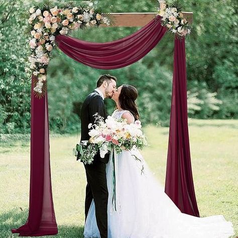 Amazon.com: AMZLOKAE Burgundy Wedding Arch Drapes 2 Panels 18FT Chiffon Fabric Drapery Voile Wedding Archway 6 Yards Wedding Ceremony Reception Swag Decorations Sheer Fabric for Draping Wedding Decoration : Electronics Fabric Draping Wedding, Wedding Drapery, Draping Wedding, Wedding Archway, Sequin Backdrop, Yard Wedding, Draping Fabric, Arch Decoration, Arch Decoration Wedding