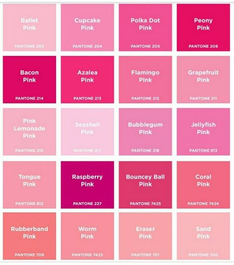 Shades Of Pink Names, Pink Color Chart, Pantone Shades, Pink Pantone, Color Names Chart, Color Melt Blonde, Pantone Color Chart, Color Knowledge, Shades Of Colors