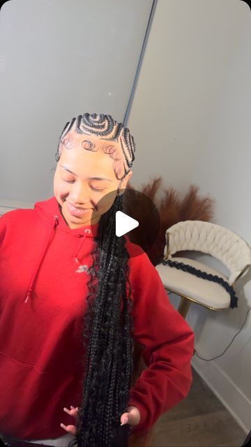 Freestyle Boho Stitch Braids, Stitch Braids With Boho, Freestyle Stitch Braids With Curls, Bohemian Stitch Braids, Boho Stitch Braids, Stitch Braids With Curls, Freestyle Stitch Braids, Straight Back Braids, Triangle Box Braids