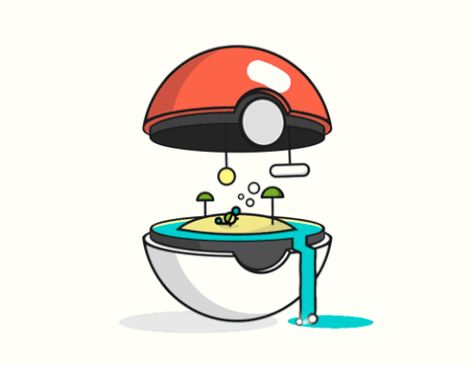 Biome Pokeball #2 - Squirtle Pokemon Ball, Pokemon Gif, Motion Graphics Inspiration, Japon Illustration, Stylish Art, Graphics Inspiration, 2d Animation, Pokemon Fan, Cute Pokemon