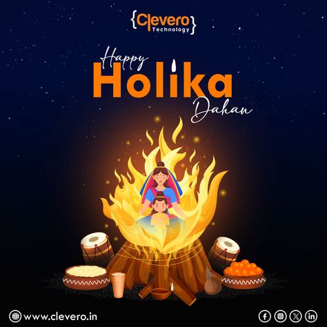 On this auspicious occasion of Holika Dahan, may the bonfire burn away all the negativity from your life and fill it with positivity, love, and success. Happy Holika Dahan to everyone. #holikadahan #festival #cleverotechnology #success #happiness #holi2024 Happy Holika Dahan, Holika Dahan, Technology, Festival, Instagram