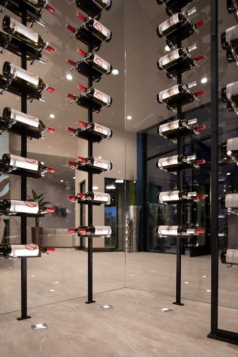 Floor-to-Ceiling Mounting Systems for Wine Pegs - Blue Grouse Wine Cellar Wine Walls, Floating Wine Rack, Stackable Wine Racks, Wine Rack Design, Wine Rooms, Metal Wine Rack, Wine Cellar Design, Wine Rack Storage, Cellar Design