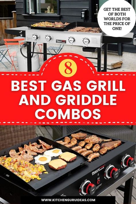 Can't decide between a grill or a griddle? Enjoy the best of both worlds for the price of one with these best gas grill and griddle combos. Build In Gas Grill, Griddles And Grills, Gas Griddle Outdoor Recipes, Loft Balcony, Slow Cooker Ravioli, Gas Grill Recipes, Best Griddle, Gas Griddles, Oven Baked Chicken Tenders