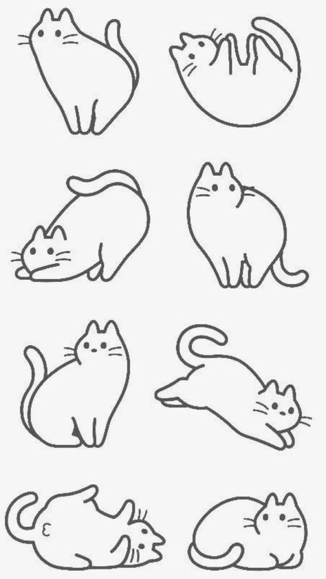 Simple Cat Drawing, Chest Tattoo Ideas, Cat Tattoo Simple, Cat Outline, Ink Doodles, Cat Tattoos, Cat Doodle, Animal Embroidery Designs, Cartoon Coloring Pages